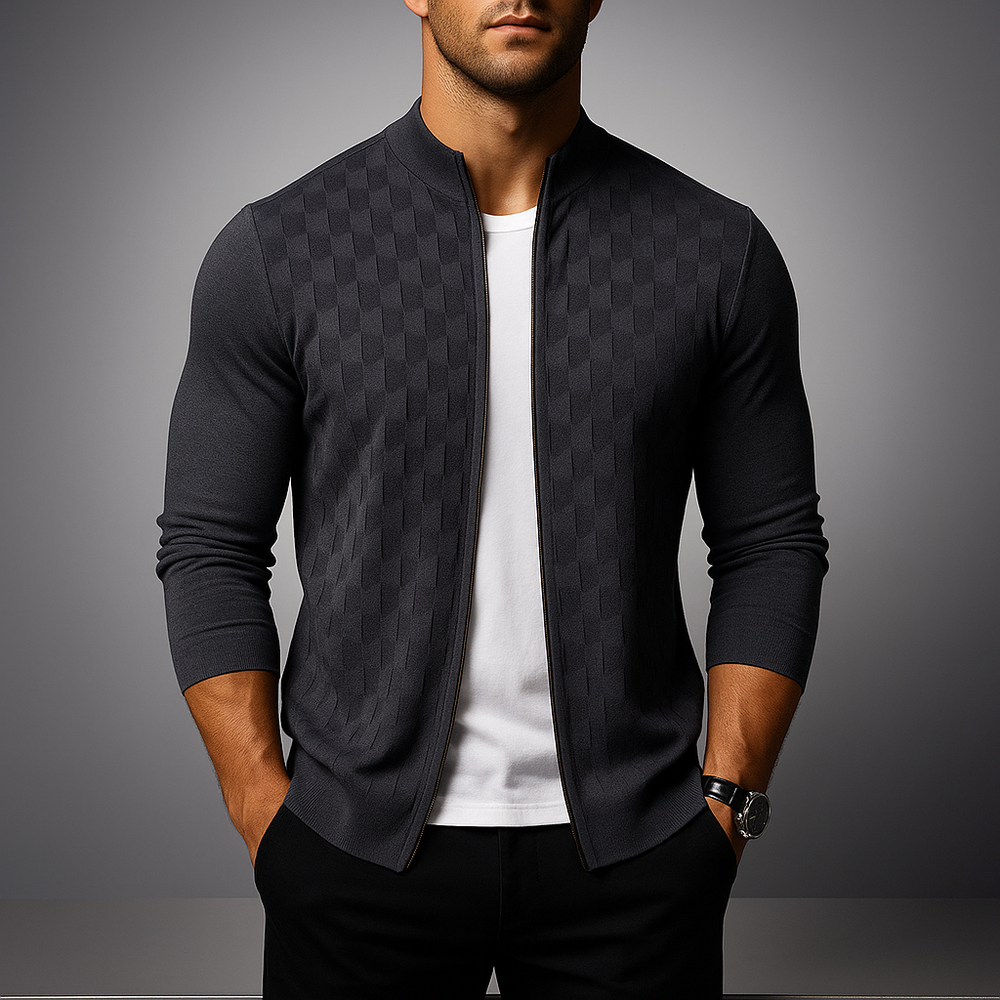 Men's Zip Cardigan - Stylish and Comfortable Gray