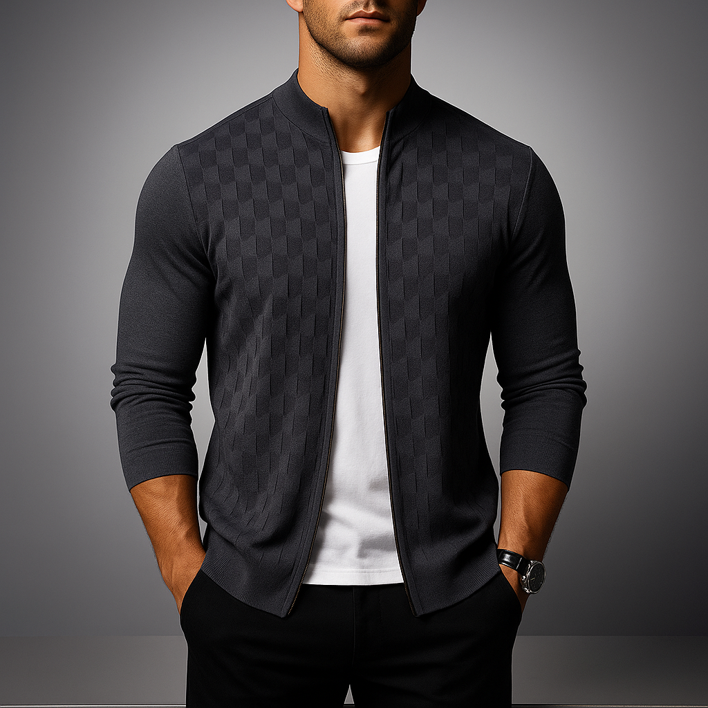 Men's Zip Cardigan - Stylish and Comfortable Gray