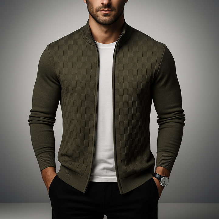 Men's Zip Cardigan - Stylish and Comfortable Green