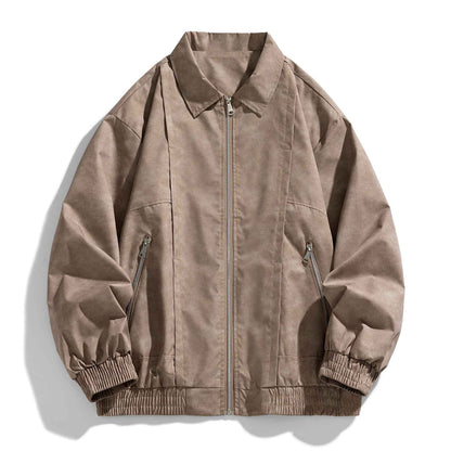 Men's Polyester Jacket Relaxed Fit Pockets Gravel Apricot Winter Oak Brown