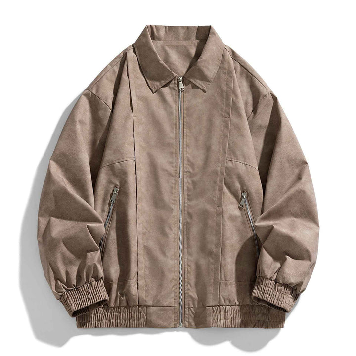 Men's Zip Jacket - Stylish and Versatile Outerwear Oak Brown