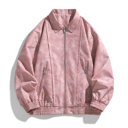 Men's Polyester Jacket Relaxed Fit Pockets Gravel Apricot Winter Pink