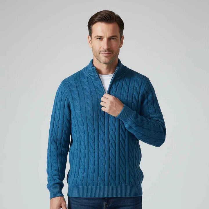 Men's Zip Neck Sweater Blue
