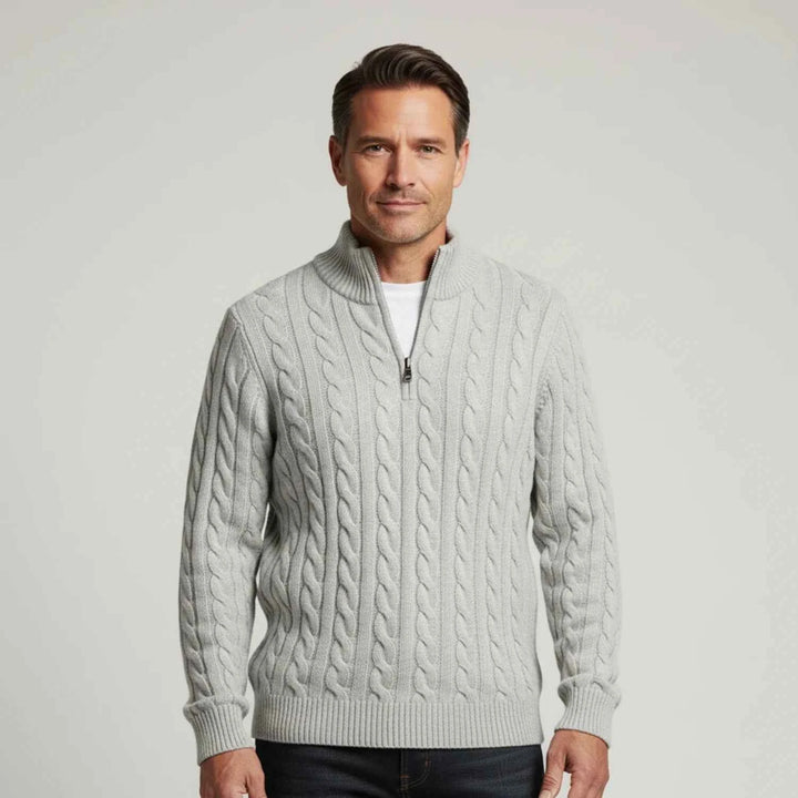 Men's Zip Neck Sweater Gray