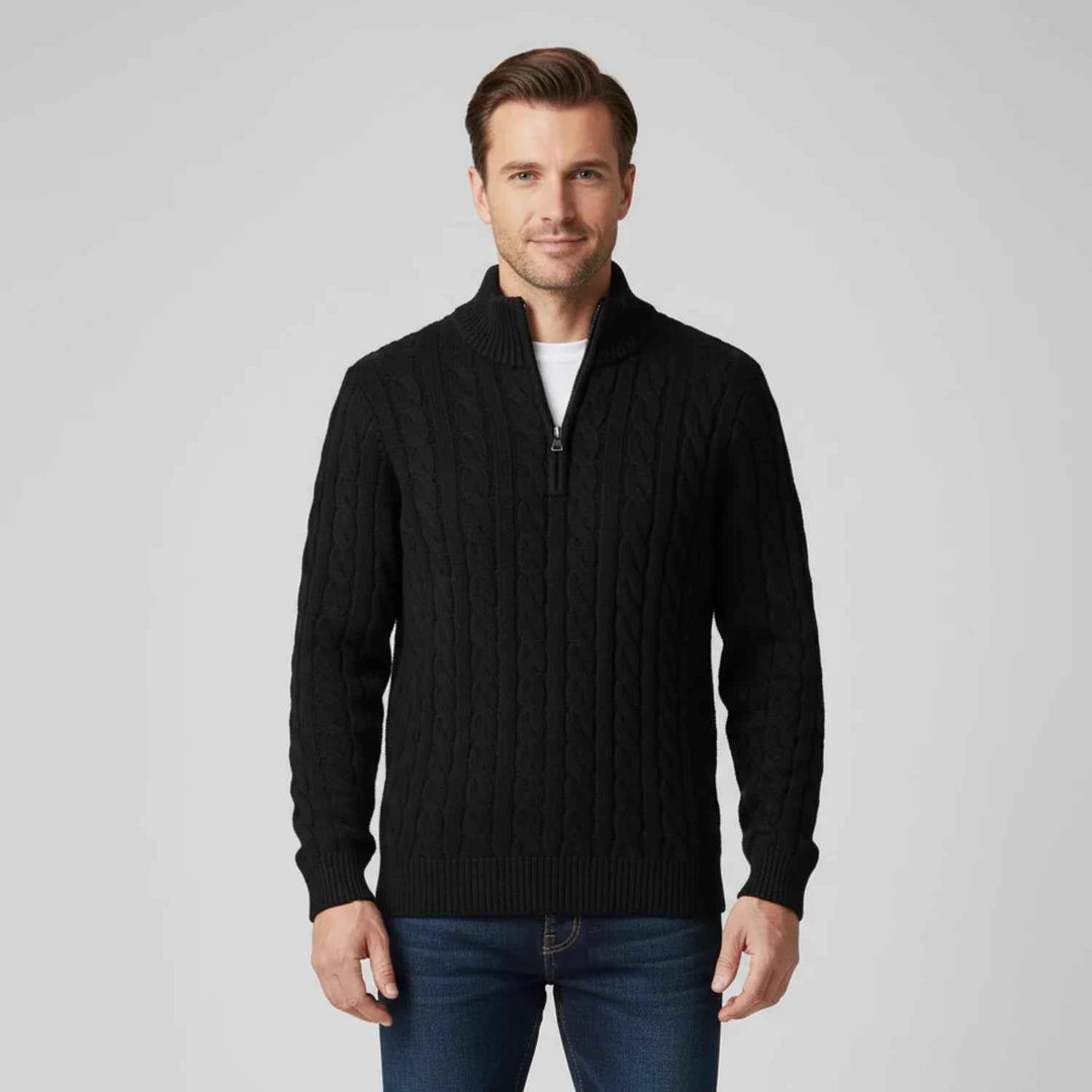 Men's Zip Neck Sweater Black