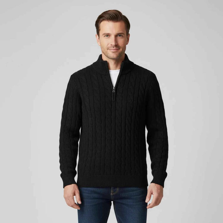 Men's Zip Neck Sweater Black