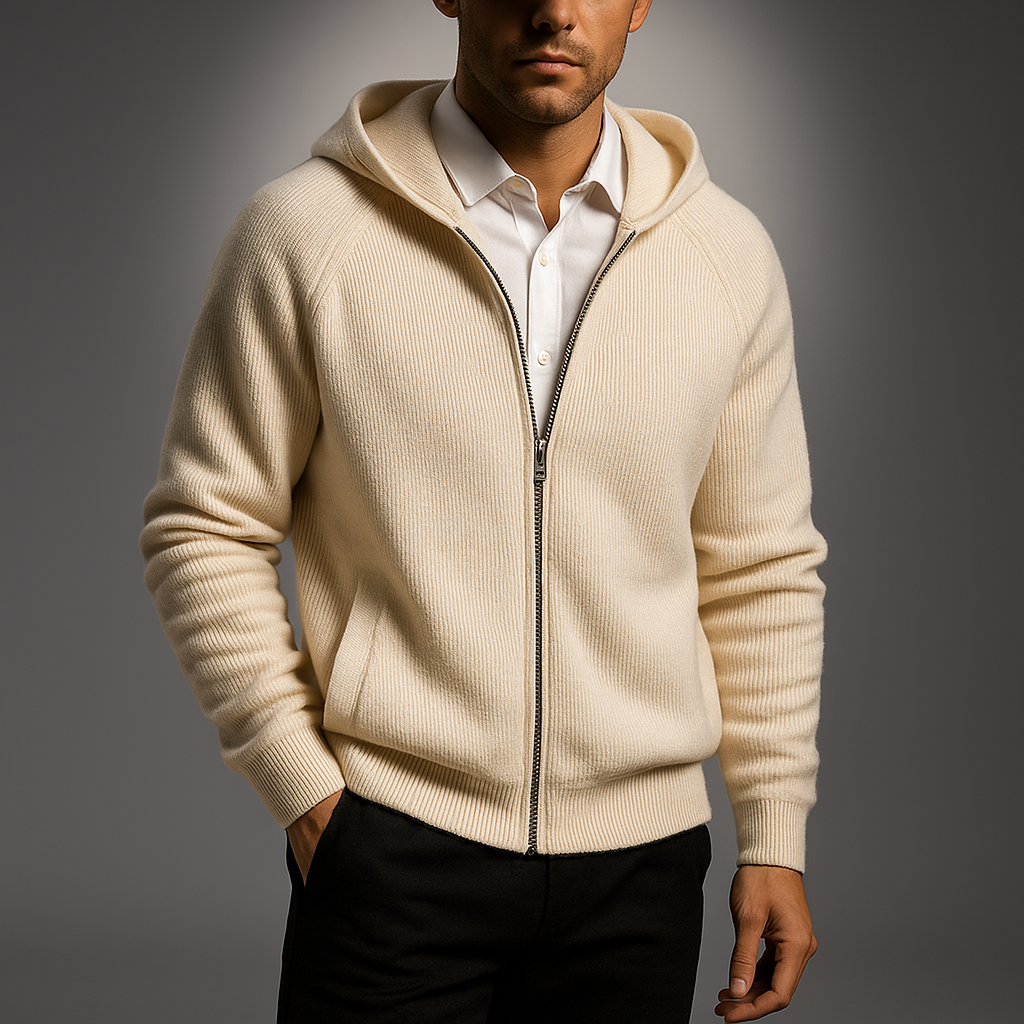 Men's Zip-Up Jacket - Stylish and Comfortable Beige