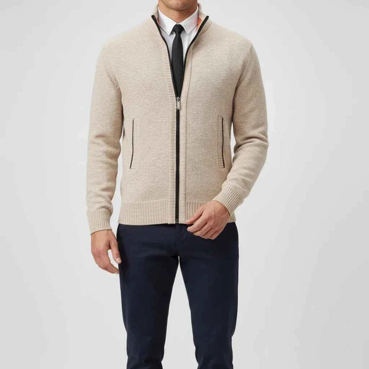 Men's Zip-Up Sweater Beige