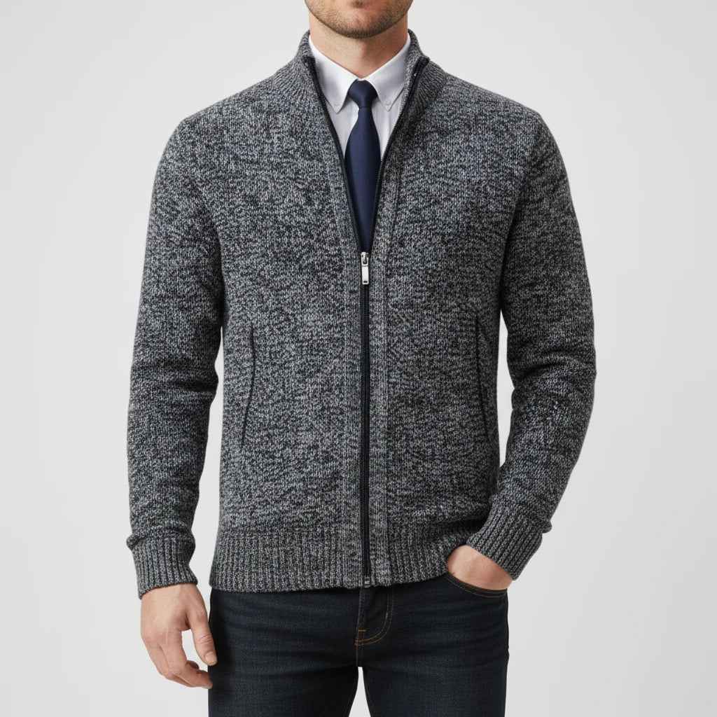 Men's Zip-Up Sweater Dark Grey