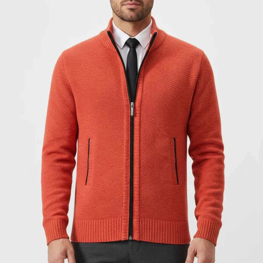 Men's Zip-Up Sweater Red