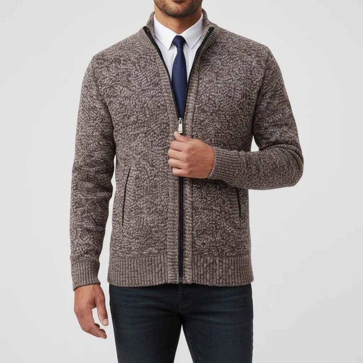 Men's Zip-Up Sweater Brown