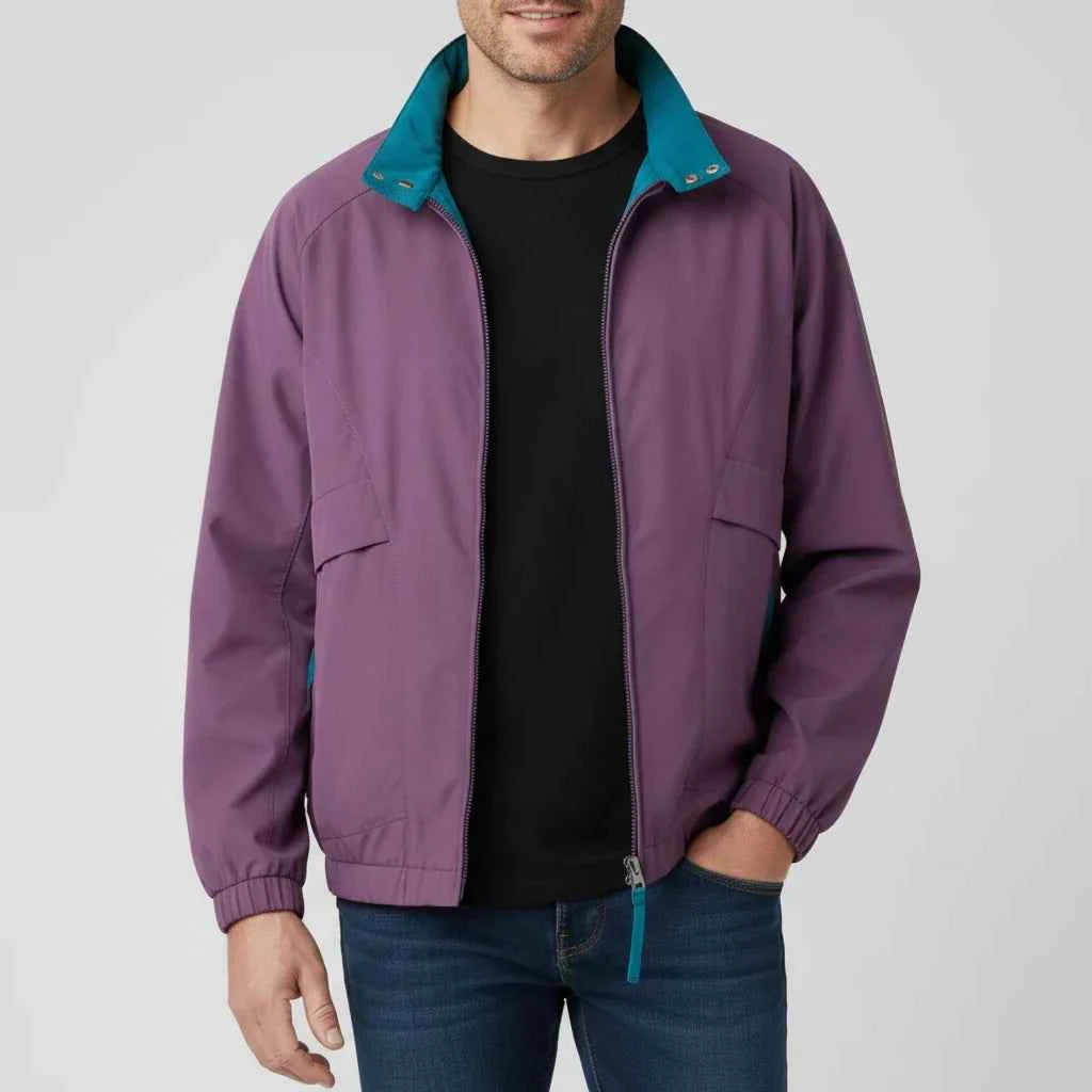 Men's Zip-Up Windbreaker Jacket Purple