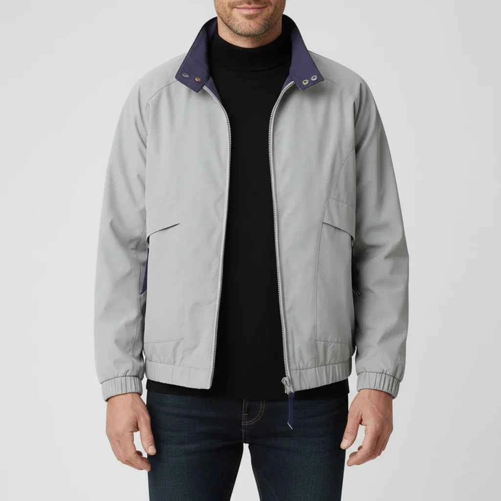 Men's Zip-Up Windbreaker Jacket Gray