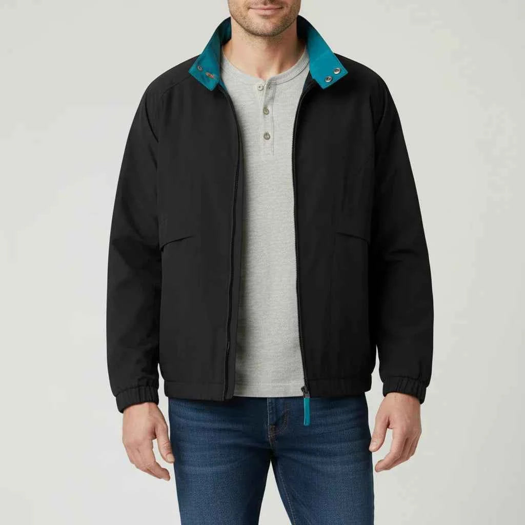 Men's Zip-Up Windbreaker Jacket Black