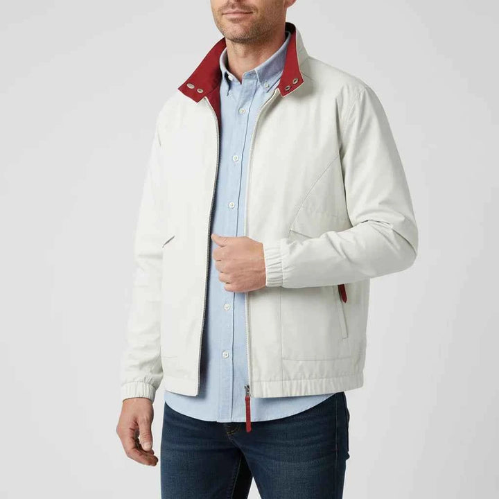 Men's Zip-Up Windbreaker Jacket White