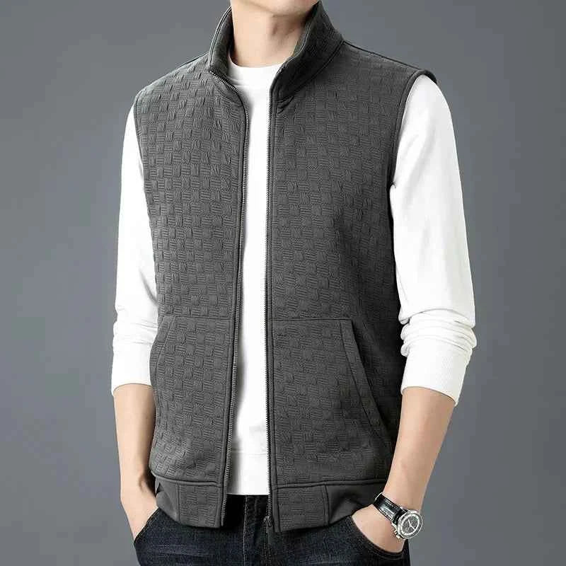 Men's Zip Vest - Stylish and Versatile Outerwear Gray