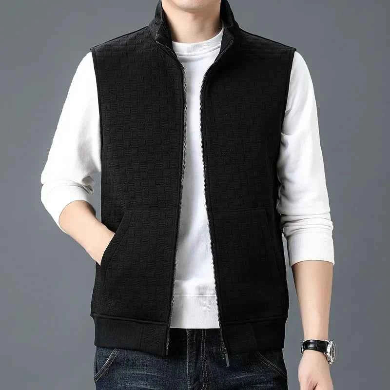 Men's Zip Vest - Stylish and Versatile Outerwear Black