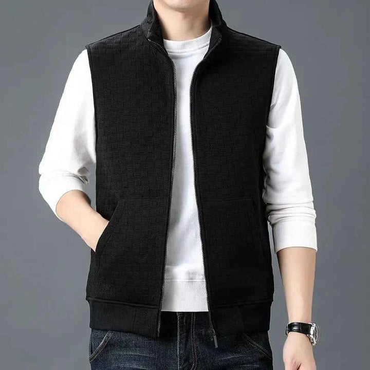 Men's Zip Vest - Stylish and Versatile Outerwear Black