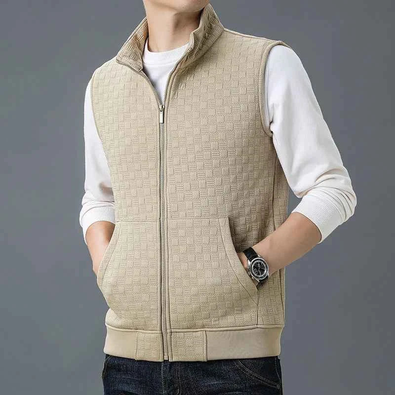 Men's Zip Vest - Stylish and Versatile Outerwear Khaki