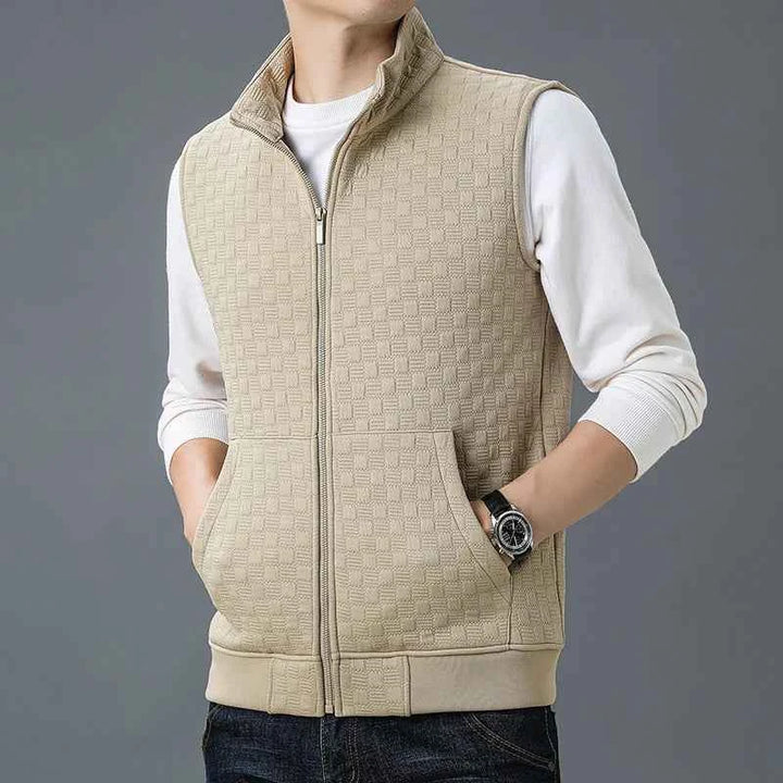 Men's Zip Vest - Stylish and Versatile Outerwear Khaki