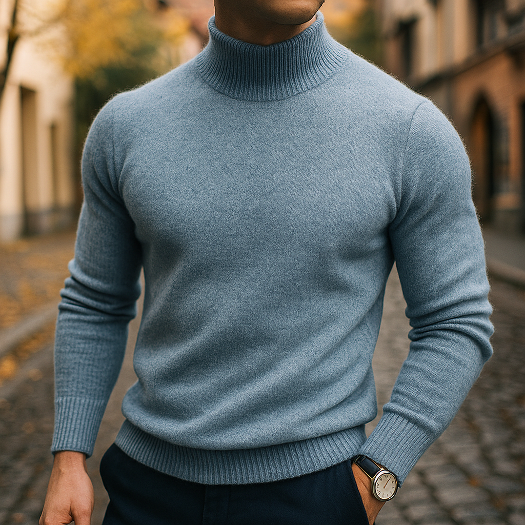 Merino Wool Crewneck Sweater for Men Grey Green