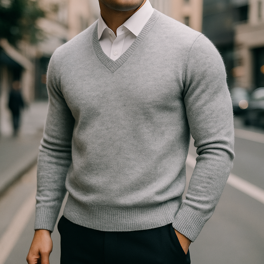 Merino Wool Sweater for Men-Luxurious Warmth & Comfort Light Grey