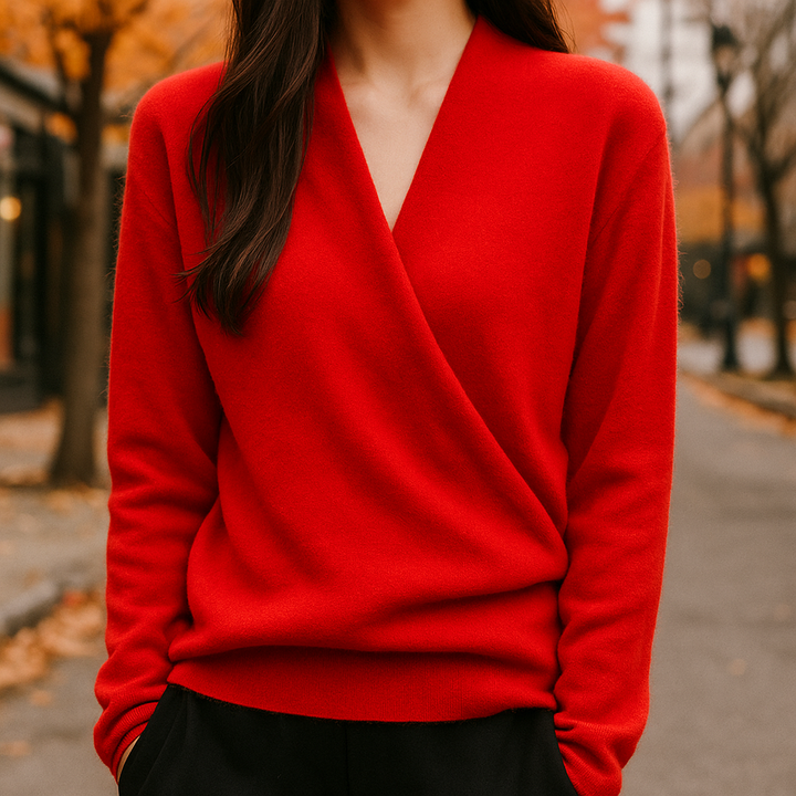 Merino Wool Sweater for Women Red