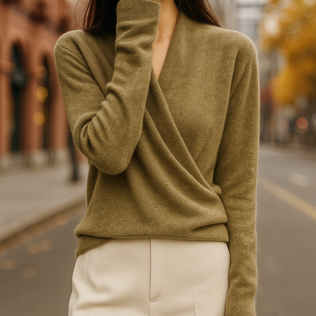 Merino Wool Sweater for Women Khaki