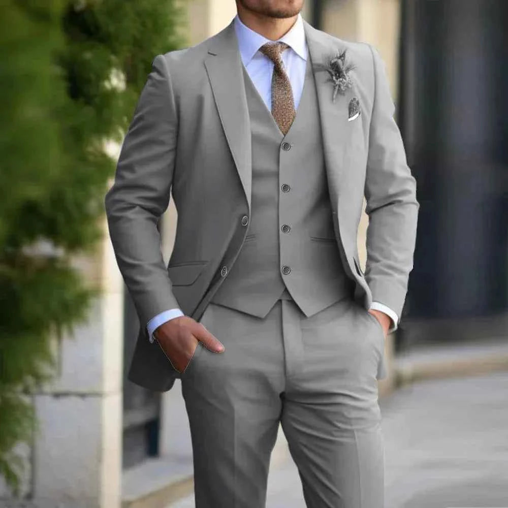 Men's Elegant 3-Piece Suit – Timeless Sophistication for Any Occasion Gray