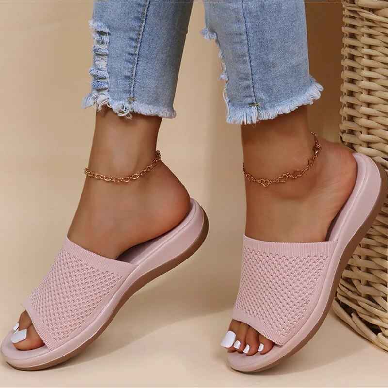 Mesh Sandals | Women's Breathable Mesh Design Footwear Light Pink