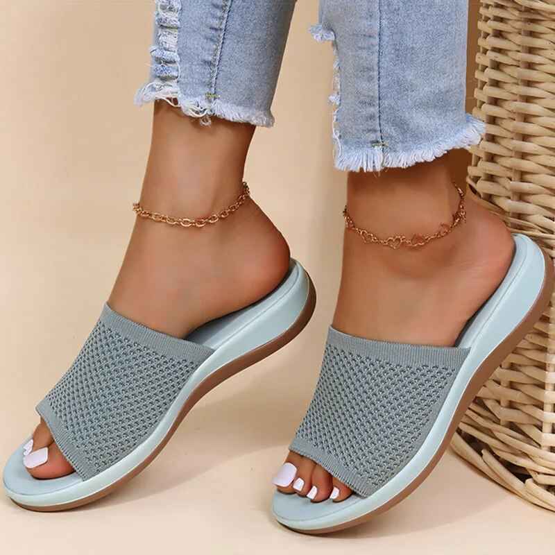 Mesh Sandals | Women's Breathable Mesh Design Footwear Light Blue