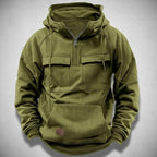 Men's Quarter-Zip Hoodie | Cozy Pullover with Zip Neck Army Green