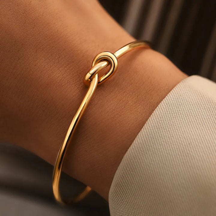 Minerva | Women's Gold Cuff Bracelet - Vintage Twisted Knot Design Gold