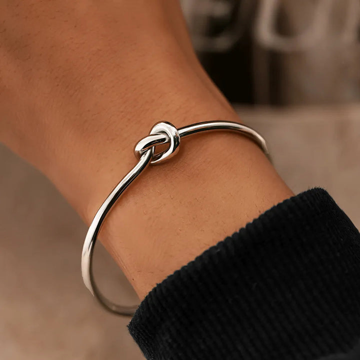 Minerva | Women's Gold Cuff Bracelet - Vintage Twisted Knot Design Silver