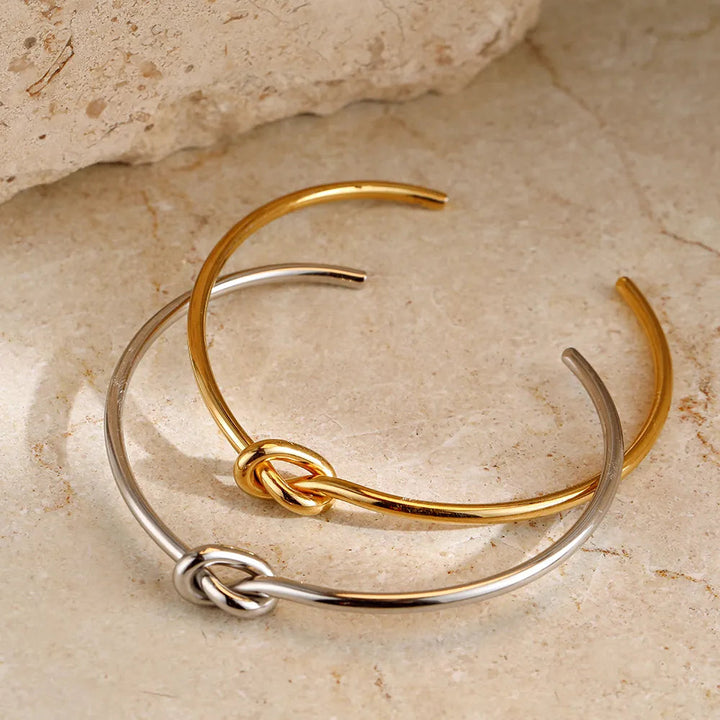 Minerva | Women's Gold Cuff Bracelet - Vintage Twisted Knot Design