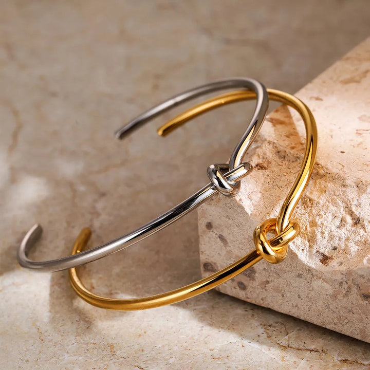 Minerva | Women's Gold Cuff Bracelet - Vintage Twisted Knot Design