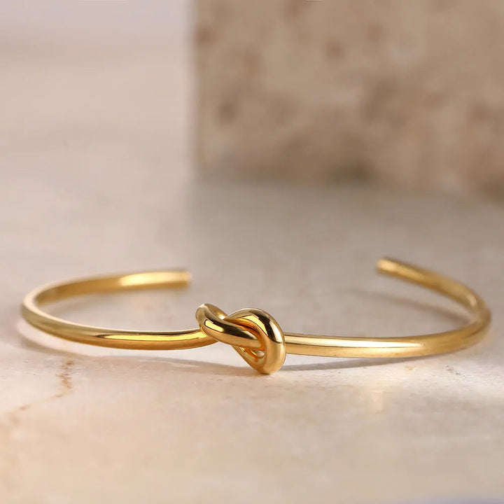 Minerva | Women's Gold Cuff Bracelet - Vintage Twisted Knot Design