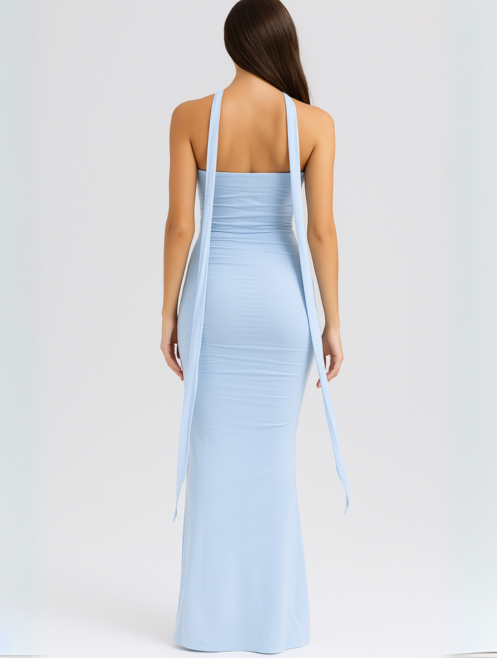 Mireille | Women's Strapless Maxi Dress with Choker Detail