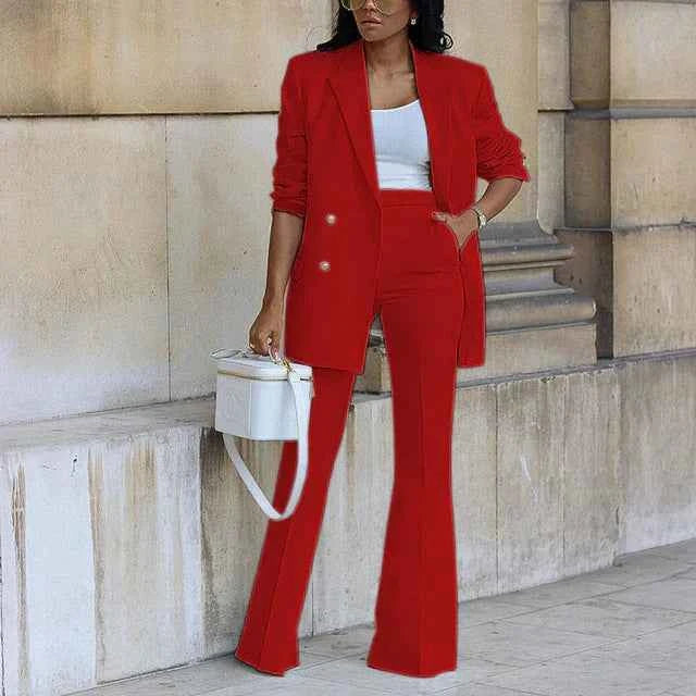 Women's Two-Piece Blazer Set Red