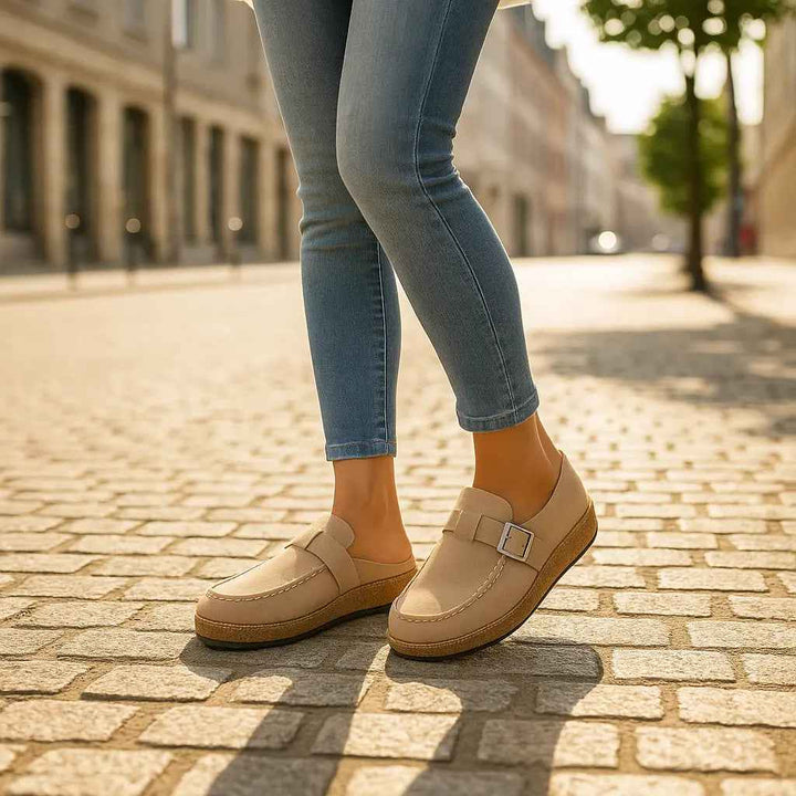 Women's Comfortable Wide Fit Mules – Stylish Suede Design