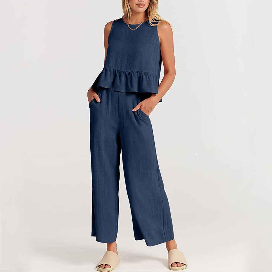 Natalie | Women's Sleeveless Ruffle Top Ensemble
