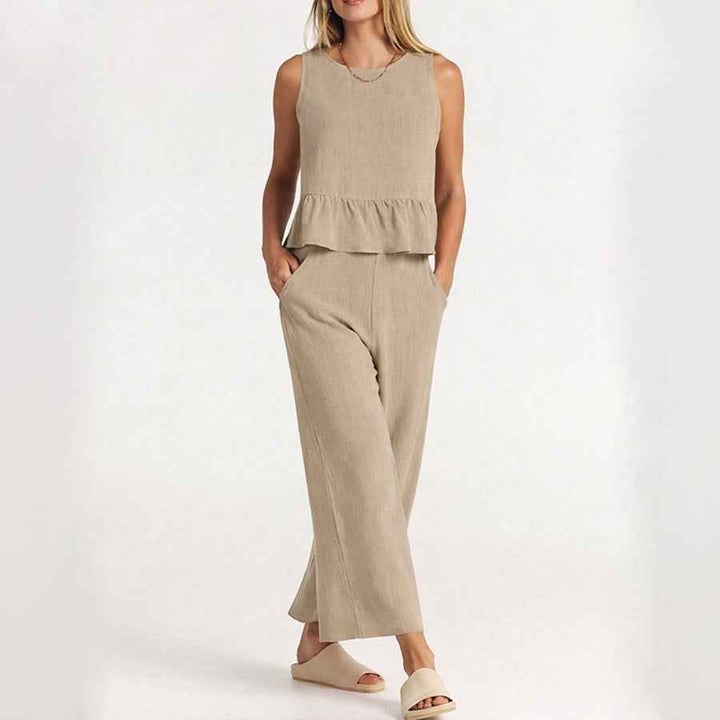 Natalie | Women's Sleeveless Ruffle Top Ensemble