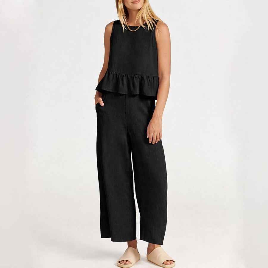Natalie | Women's Sleeveless Ruffle Top Ensemble