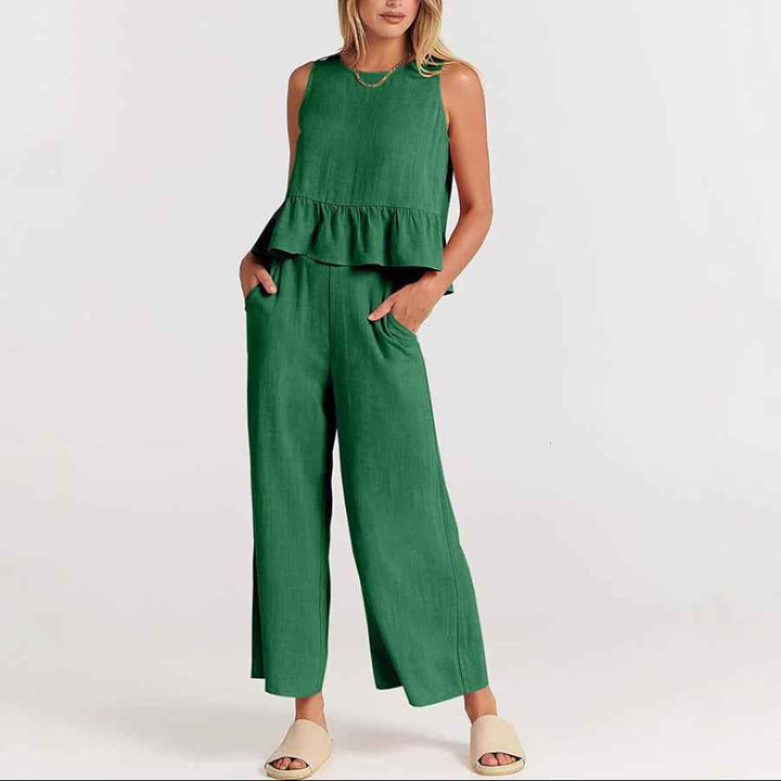 Natalie | Women's Sleeveless Ruffle Top Ensemble