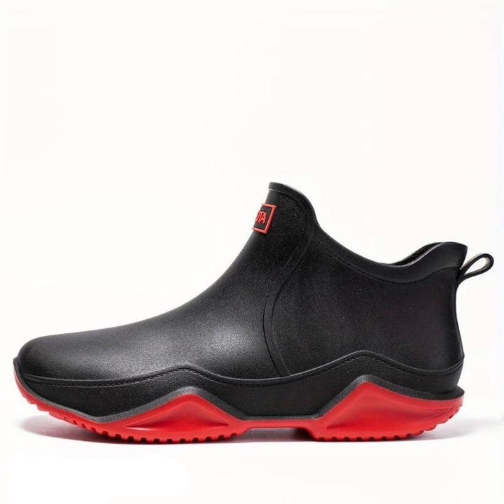 Women's Waterproof Comfort Hiking Boots Black with Red Accents