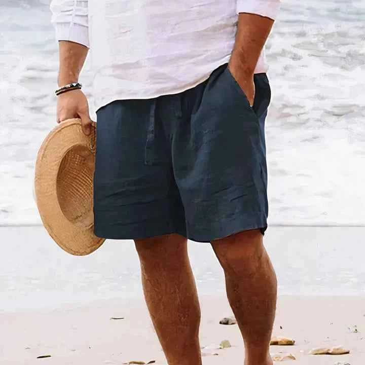 Men's Lightweight Linen Shorts Navy Blue