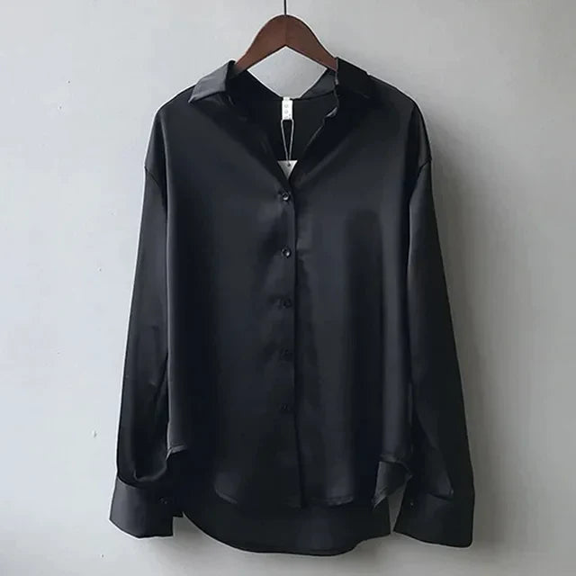 Women's Classic Button-Down Elegant Blouse Black