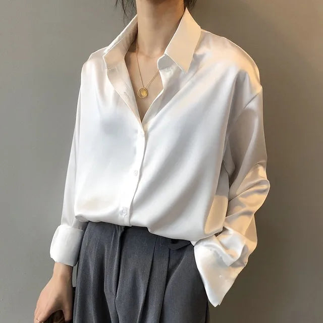 Women's Classic Button-Down Elegant Blouse White