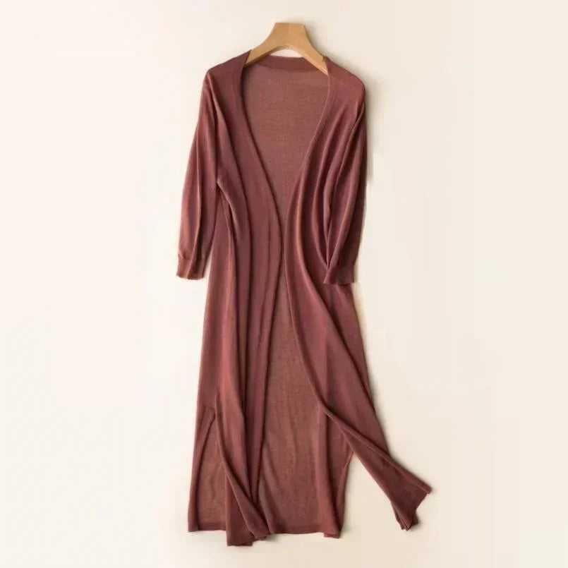 Women's Casual Relaxed Fit Long Cardigan Coffee