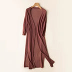 Women's Casual Relaxed Fit Long Cardigan Coffee